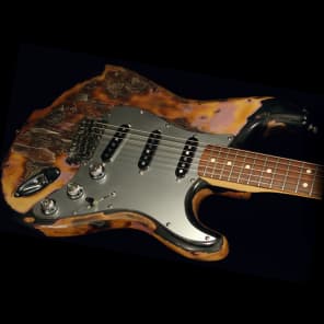 Custom Fender "Strat on Fire" Survivor Stratocaster Heavy Relic Stratohawk Handwound  6469 Pickups image 3