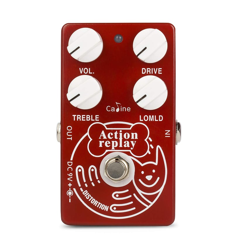 Caline CP-74 Red Action Replay Distortion Guitar Effect Pedal with True Bypass image 1