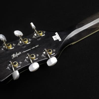 Hofner HI-459-PE TBK Beatle 6 String Electric Guitar Transparent Black Violin Body Shape image 6