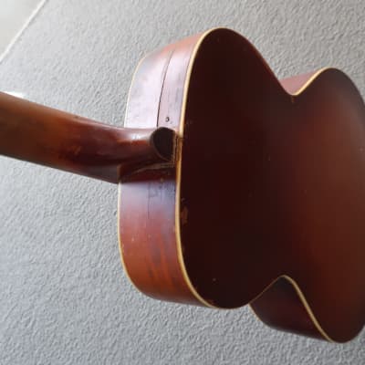 Vintage 1950 Kay Acoustic Guitar Redburst Fair Shape Worn Cracks Splits Beat Up Rare Waverly Tuners image 10