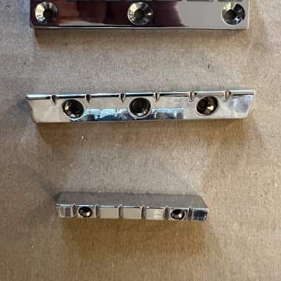 Unknown Lap Steel Bridge, Tailpiece and Nut 2000s Chrome for sale