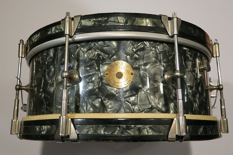 Eames Snare Drum with wood hoops 1950's Black Diamond Pearl Reverb