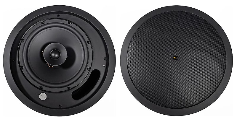 (2) JBL Control 18C/T-BK 8&quot; 70v Commercial Black Ceiling Speakers For Restaurant  			