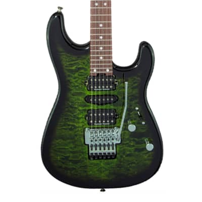 Used Charvel MJ San Dimas Style 1 HSH FR Guitar w/Quilt Top - Trans Green Burst image 3