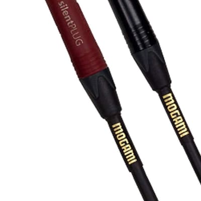 Mogami Gold INST Silent S-18 Guitar Instrument Cable, 1/4" TS Male Plugs, Gold Contacts, Straight Connectors with silentPLUG, 18 Foot
