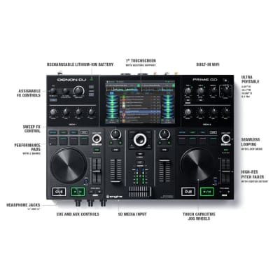 Denon DJ PRIME GO 2-Deck Rechargeable Smart DJ Console with 7-Inch HD Touchscreen and Sweep FX Control image 5