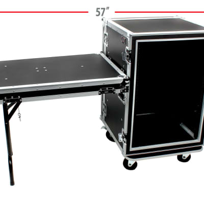 OSP SC16U-20SL 16 Space ATA Amp Rack w/Casters and Attached Utility Table image 7