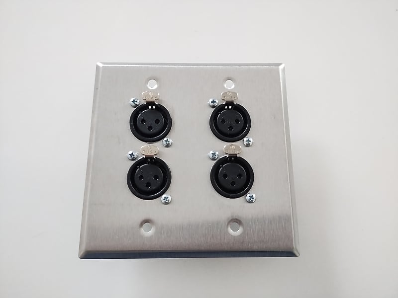 DualGang XLR Wall Plate Stainless Steel 4x DSeries Neutrik Reverb