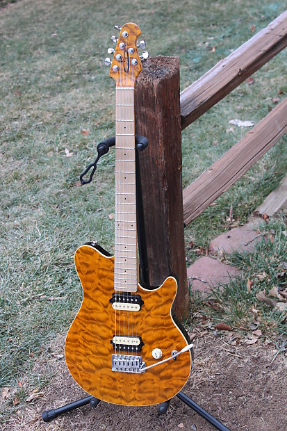 OLP MM1 Axis Amber Quilt Top Electric Guitar EVH Eddie Van Halen Ernie Ball Music Man Copy
