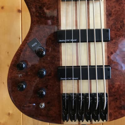 Wolf S9-6 6 String Fretless Bass (Left Handed) - Quilted Bubinga (#2) image 5