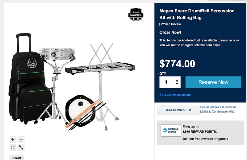 Mapex Xylophone / Snare Rolling Kit image 1