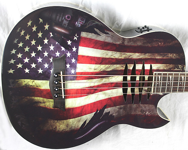 Dean MAKOB GLORY Dave Mustaine Mako B Acoustic-Electric Bass American Flag image 1