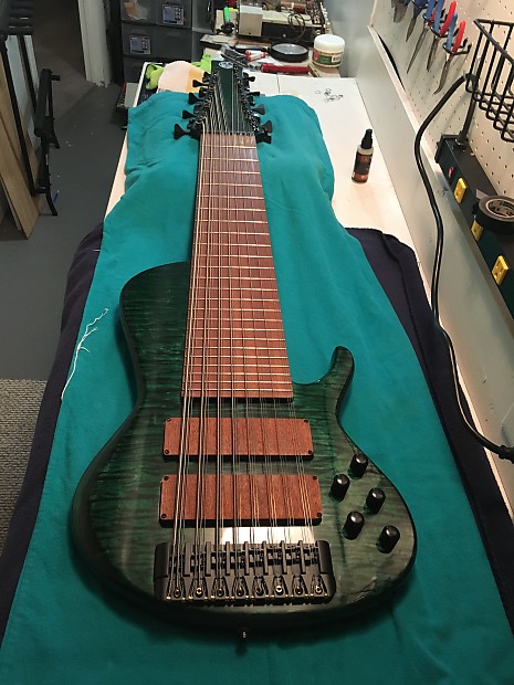 Prat Basses GODZILLA C3-WTF-24 24 string Bass (8x3) Trans Dark Emerald Green + Axe Handler Arc Stand image 1