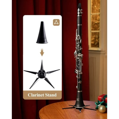 New Eastar Clarinet Set for Students Beginner / Student Ebonite Bb School Band Woodwind Instruments 2 Barrels, 3 Reeds and Mouthpiece Connectors, Hard Case, Cloth, Stand and More, Nickel-plated Keys image 2