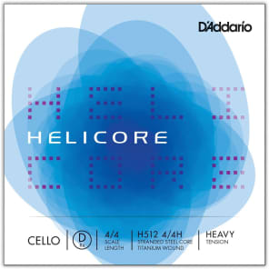 D'Addario H512 4/4H Helicore Cello Single D String - 4/4 Scale, Heavy Tension