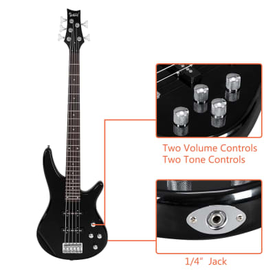 Glarry GIB Electric 5 String Bass Guitar Full Size Bag Strap Pick Connector Wrench Tool 2020s - Black image 16
