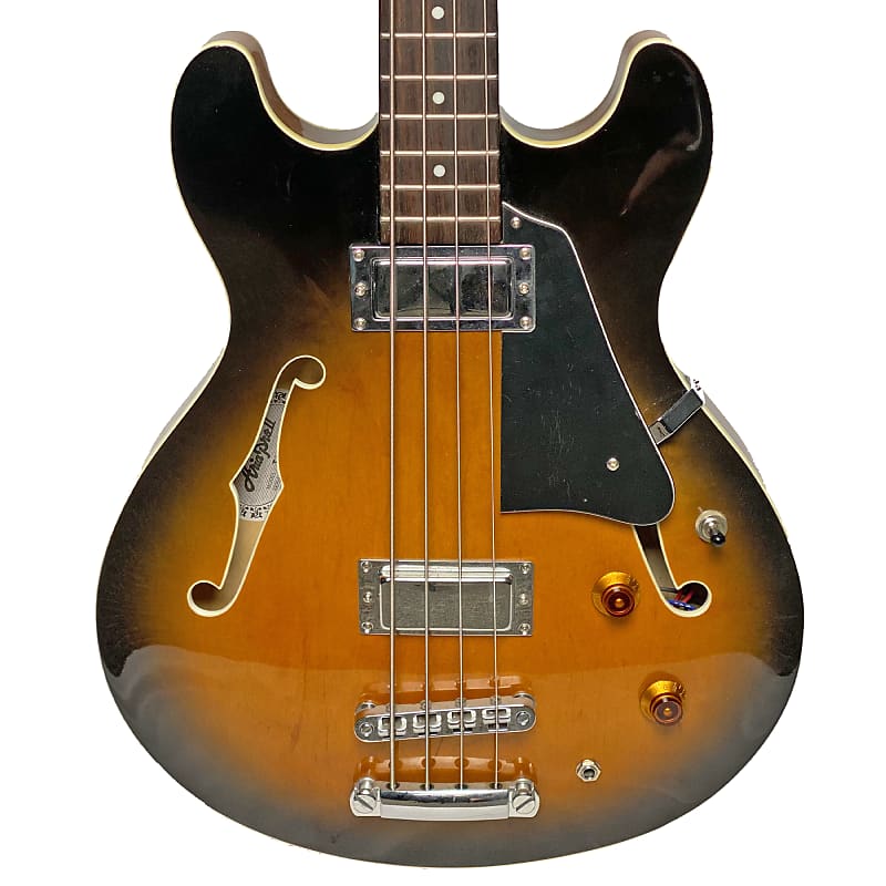 Aria TAB66 SemiAcoustic 4String Electric Bass Guitar Brown Reverb