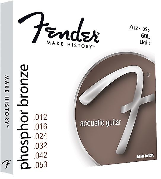 Fender Phosphor Bronze Acoustic Guitar Strings, Ball End, 60L .012-.053 Gauges, (6) 2016 image 1
