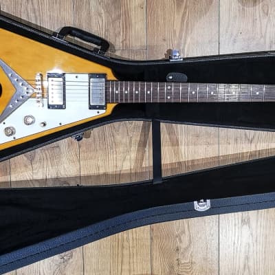 Vintage JHS VV60 Korina Rare Mk1 version Flying V replica + HCase flying V 2000 - Korina image 13