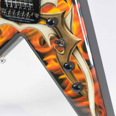 Early 2000’s B.C. Rich KKV Kerry King Signature Flying V w/ Tribal over Fire Graphic image 4