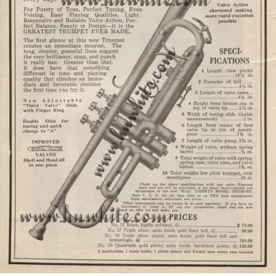 Vintage 1927 HN White King Liberty Bb/A Trumpet | Reverb