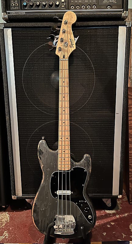 Fender Squier Bronco Bass - Doom Mod musicmaster mustang Custom Slag Relic  w Seymour Duncan
