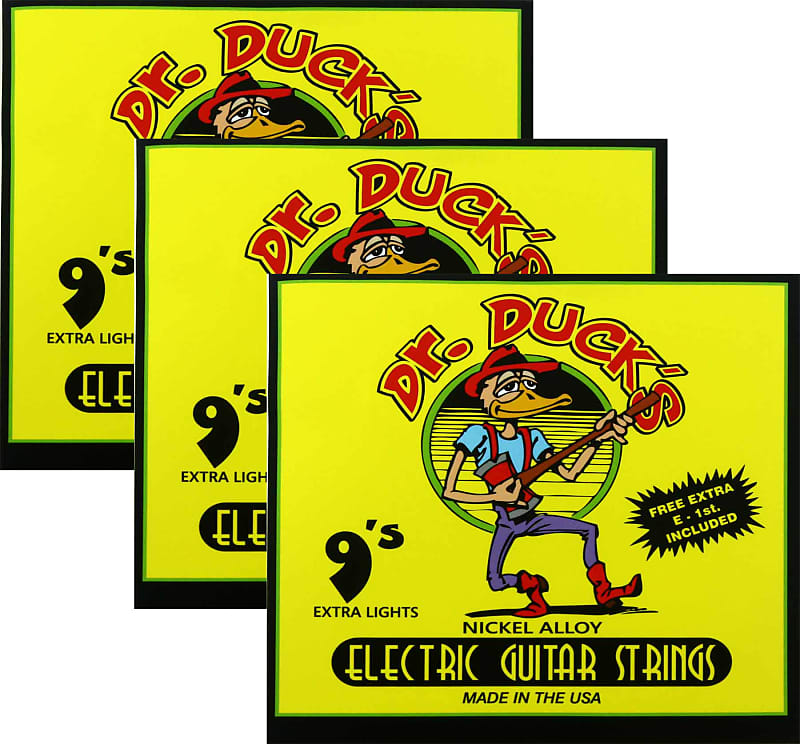 THREE SETS Dr. Duck s Nickel Alloy Electric Guitar Strings Extra Light .009 .042