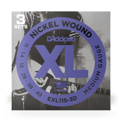D'Addario EXL115-3D Nickel Blues/Jazz Electric Guitar Strings, 3-Pack, (11-49) image 2