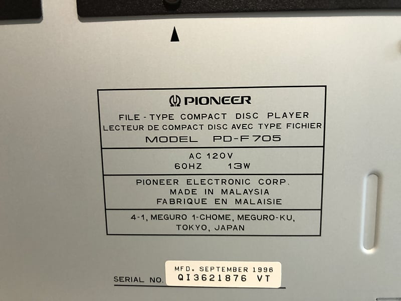 LECTEUR COMPACT DISC PIONEER FILE-TYPE COMPACT DISC PLAYER PD-F705
