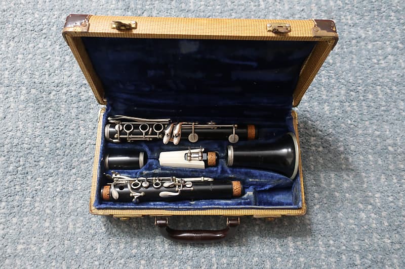 Vintage 1950-1970s Conn Clarinet Original Tweed Case Case Blue Lining Sausage Handle Intact! image 1