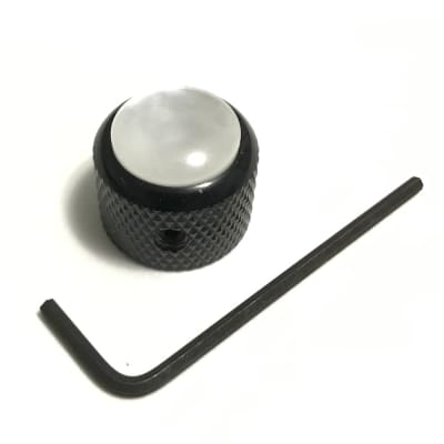 Q-Parts Dome Black Knob White Acrylic Pearl Top QPWP-DB image 1