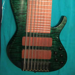 Prat Basses GODZILLA C3-WTF-24 24 string Bass (8x3) Trans Dark Emerald Green + Axe Handler Arc Stand image 13