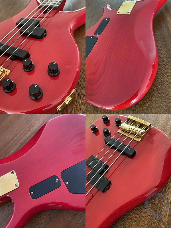 Fernandes Revolver Bass, P/J Active, 1980-90 MIJ, Transparent Red