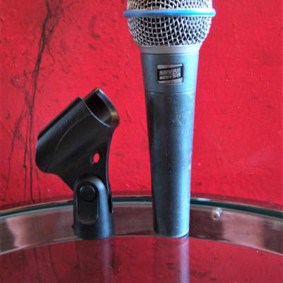 Vintage 1980's Shure Beta 58 dynamic cardioid microphone Blue Grey w accessories imagen 7