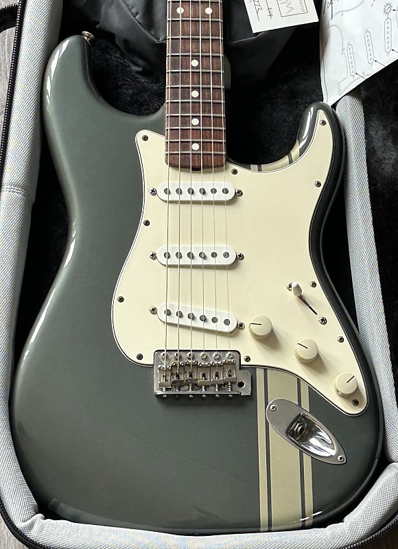Fender Limited Edition John Mayer Stratocaster 2005 - Charcoal Frost Metallic with Racing Stripe image 1