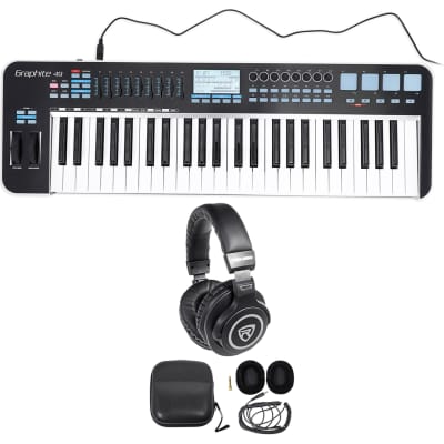 Samson Graphite 49 Key USB MIDI DJ Keyboard Controller w/Fader/Pads+Headphones