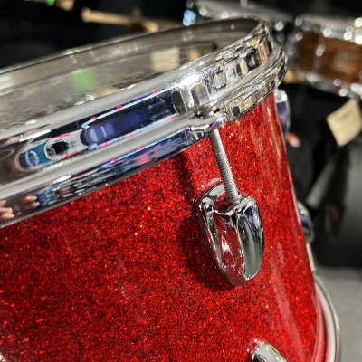 RARE 1958 Slingerland Radio King 13/16/22 Drum Kit Set in Red Glass Glitter w/ Matching Snare Drum image 9