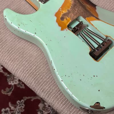 Friedman Vintage S Surf Green Over 3 Tone Burst Electric Guitar - with Hard Case image 7