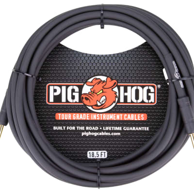 Pig Hog PH186 Tour Grade 1/4" TS Straight Instrument Cable - 18.6' - Black image 1