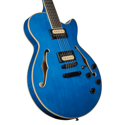 D'Angelico Premier Series SS Fabrizio Sotti Semi-Hollow Electric Guitar Fabrizio Blue, Mint image 2