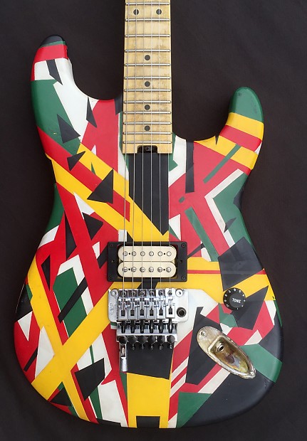 EVH Crop Circle Judah Frankenstrat Relic Painted Over Rasta new Red Black Green Yellow And White