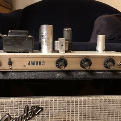 1974 Fender Champ chassis w/ original RCA tubes - serviced Silverface 6w tube amp image 1