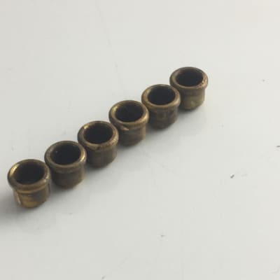 6 Relic Aged Brass Tele Body String Ferrules Relic for Custom Fender Strat Hardtail image 3