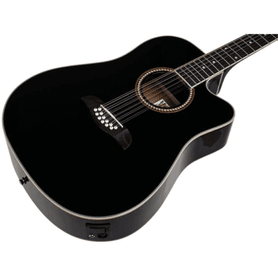 Oscar Schmidt OD312CEB 12-String Dreadnought Acoustic Electric Guitar, Black image 2
