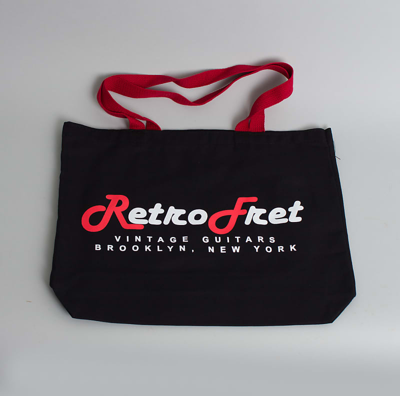 Retrofret Vintage Guitars Canvas Tote Bag - Black with red and white lettering image 1