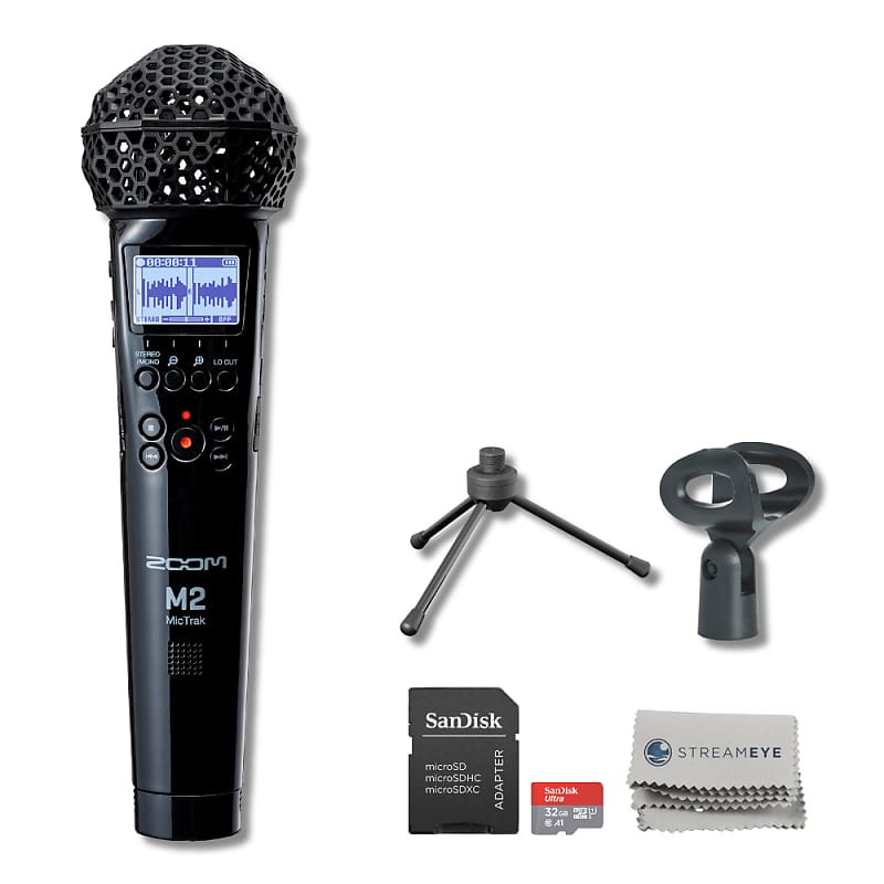 Zoom M2 MicTrak 2-channel 32-bit Portable Recorder with Gator Mini Tripod  Dektop Mic Stand, 5x AA Batteries, USB-C to USB-C Cable, SanDisk 32GB