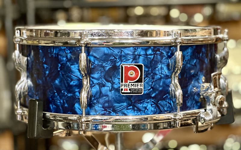 Premier Royal Ace 5.5" X 14" Vintage Snare Drum -Blue Pearl-Good Condition image 1