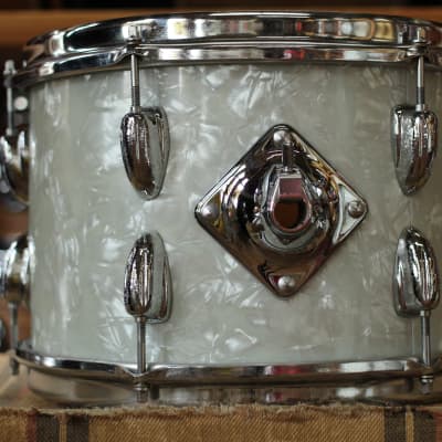 1970's Slingerland 'New Rock Outfit' in White Marine Pearl 14x22 16x16 9x13 8x12 image 4