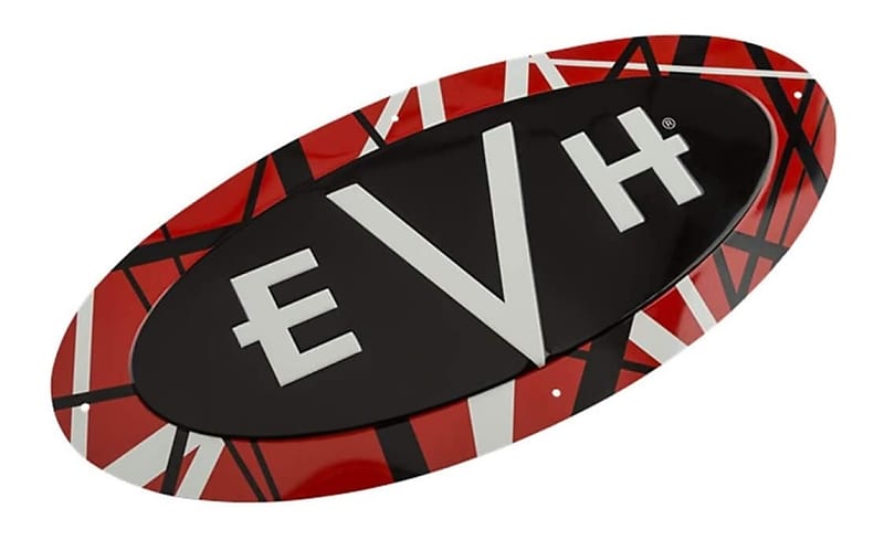 New EVH® Logo Tin Sign Red, White, Black Stripes image 1