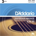 D'Addario EJ16-3D Phosphor Bronze Acoustic Guitar Strings 3-Pack